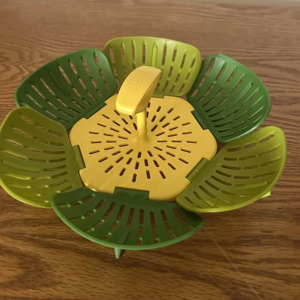 Joseph Bloom Folding Steamer Basket for Vegetables, Expandable Green